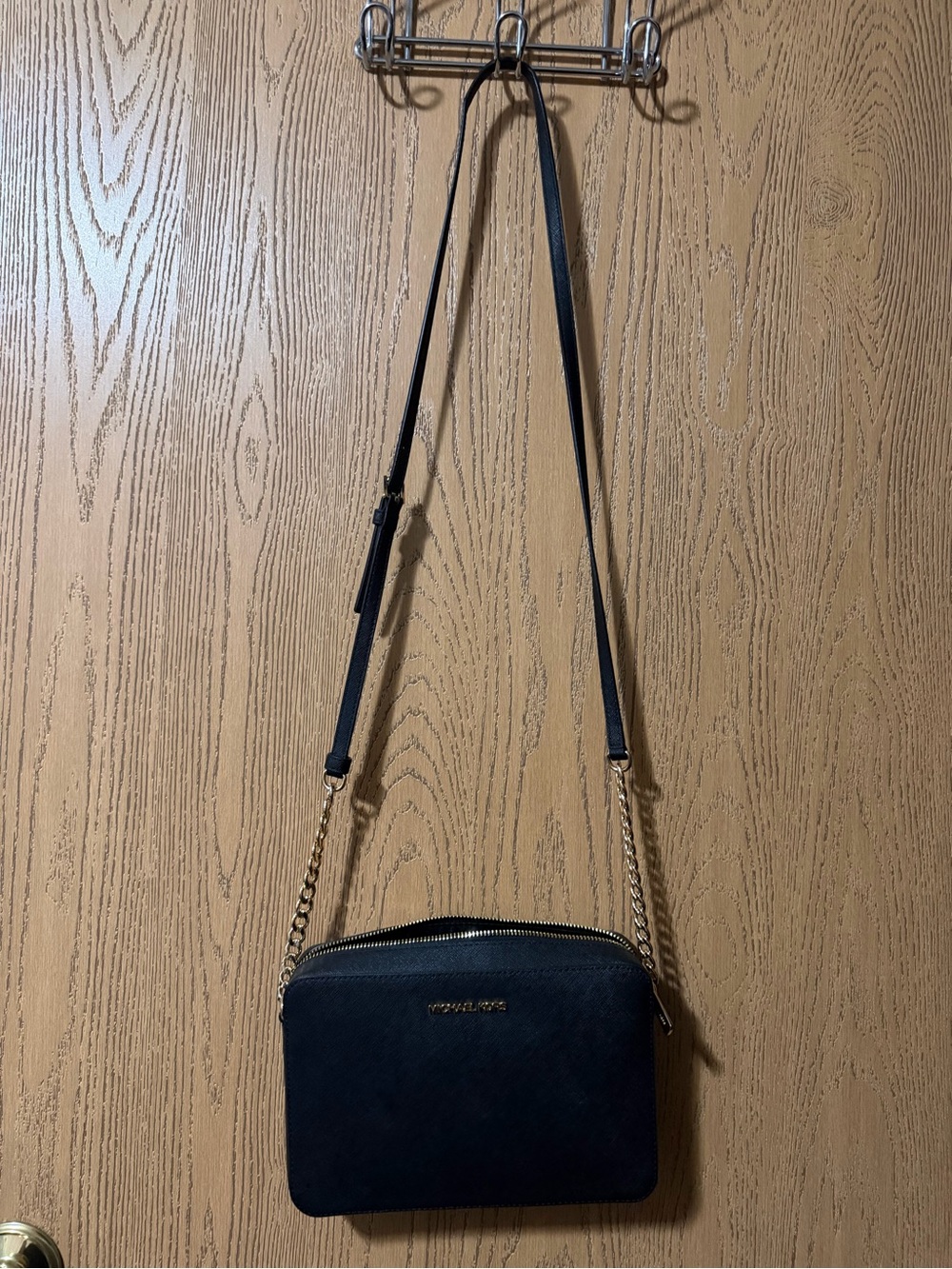 Michael Kors Black Crossbody with Gold Chain Strap